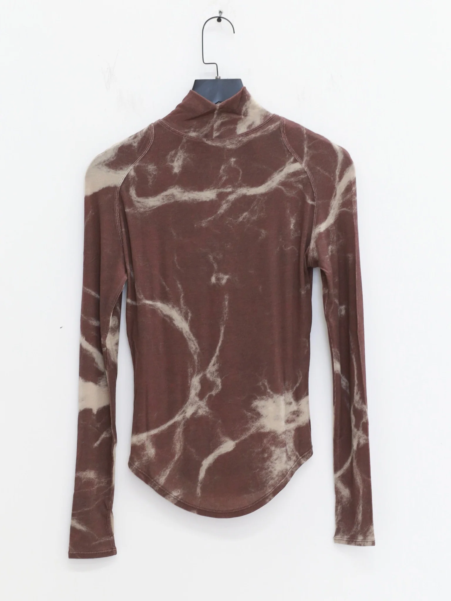 OUDE WAAG 25 Autumn and Winter Raglan Sleeve Ribbed Top OW-OW-25AW-TP07-ZHYH Brown and Gray Print - Image 8