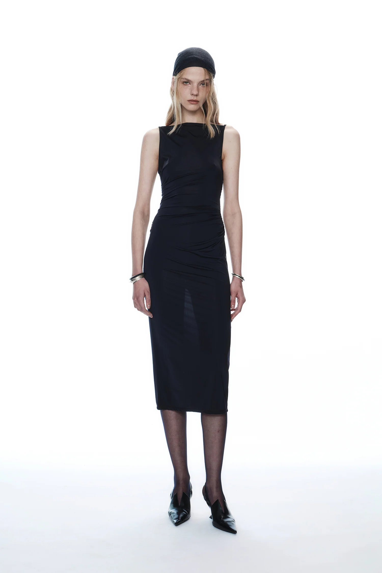OUDE WAAG 25 Early Autumn One-shoulder pleated dress OW-OW-25PF-DS19P1BL900-HEI Black - Image 5