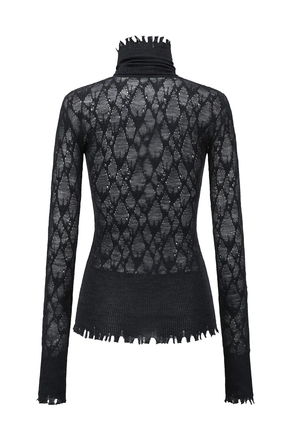 OUDE WAAG 25 Early Autumn Plaid Lace Knit Top OW-OW-25PF-KT01W1BU690-SL Dark Blue - Image 2