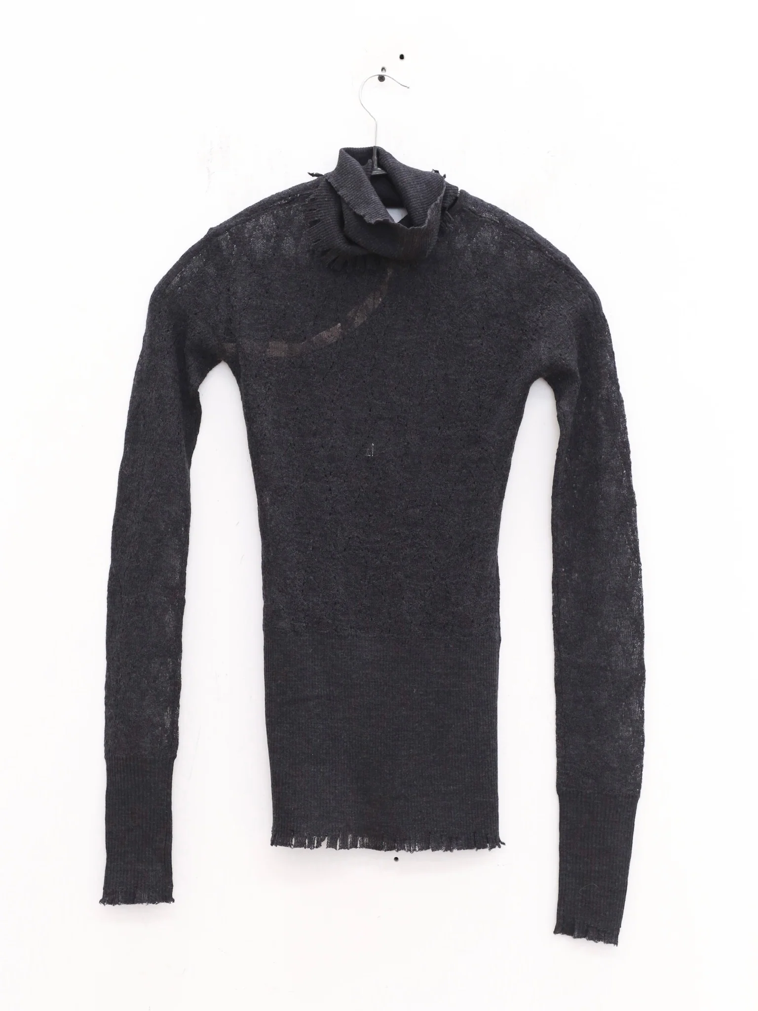 OUDE WAAG 25 Early Autumn Plaid Lace Knit Top OW-OW-25PF-KT01W1BU690-SL Dark Blue - Image 3