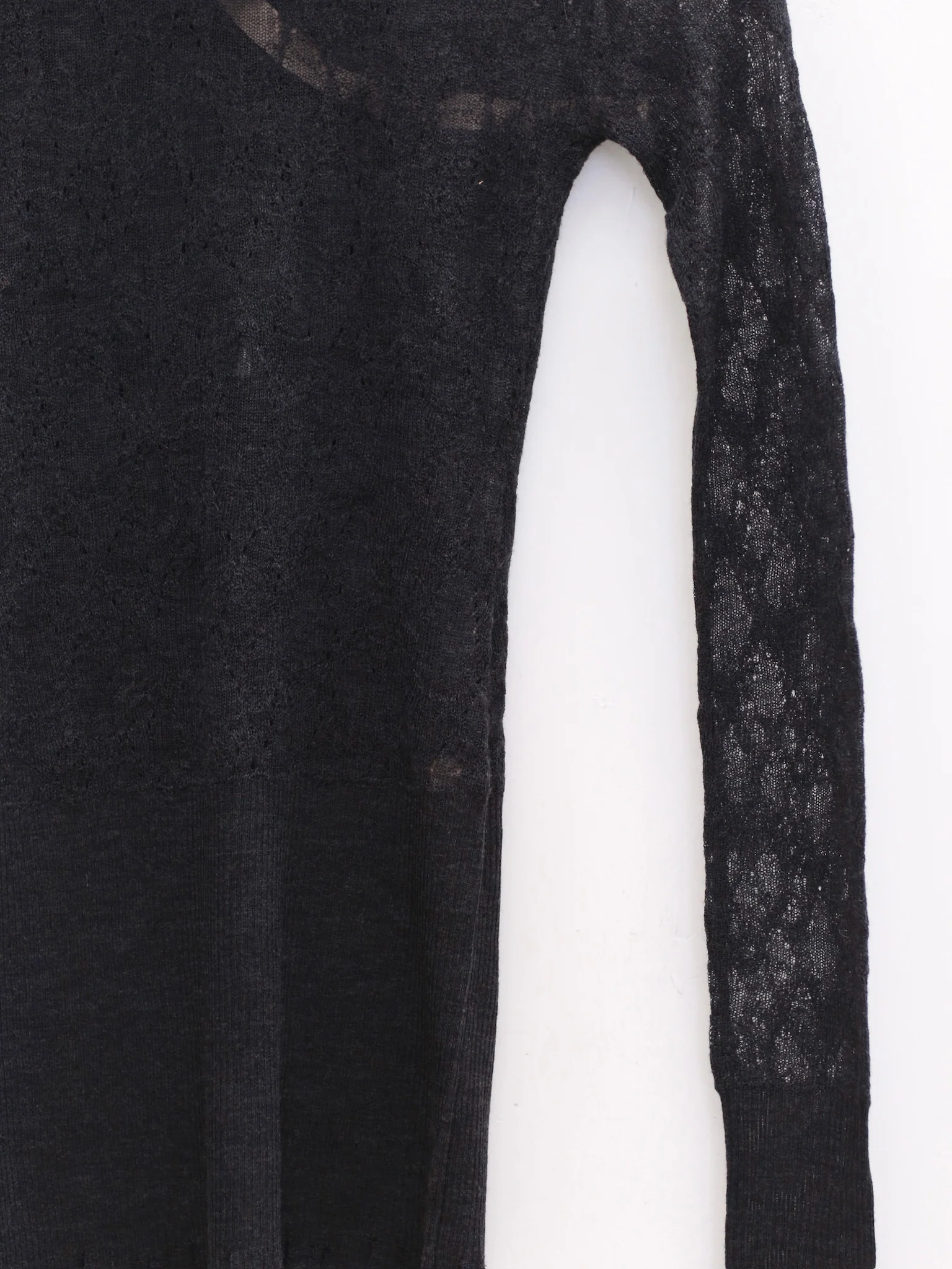 OUDE WAAG 25 Early Autumn Plaid Lace Knit Top OW-OW-25PF-KT01W1BU690-SL Dark Blue - Image 4