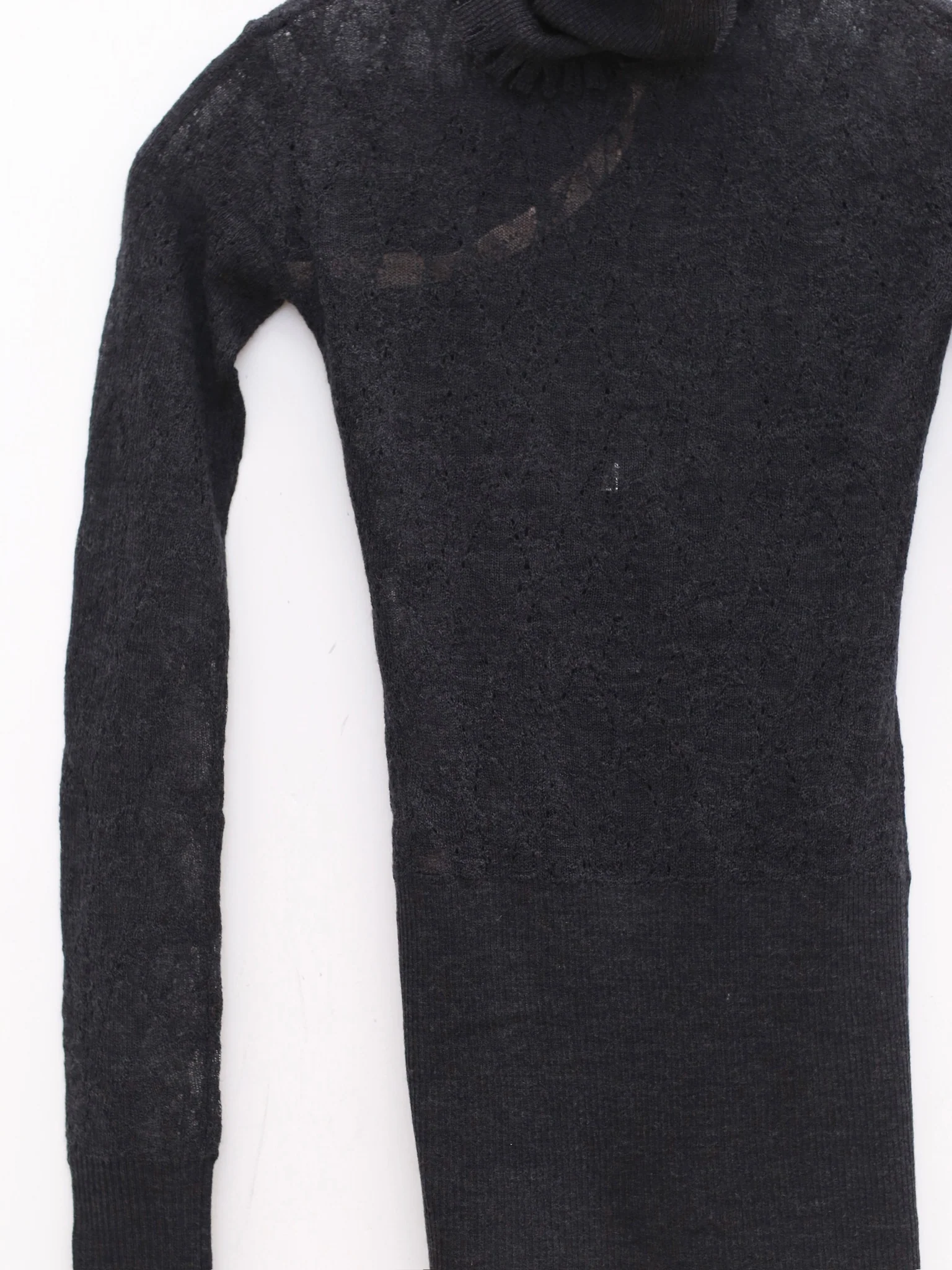 OUDE WAAG 25 Early Autumn Plaid Lace Knit Top OW-OW-25PF-KT01W1BU690-SL Dark Blue - Image 5