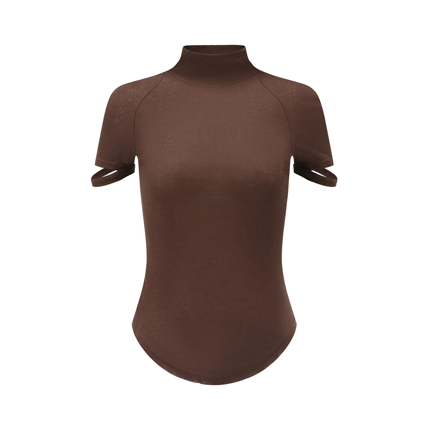 OUDE WAAG 25 Early Autumn Threaded High Neck T-shirt OW-OW-25PF-TP01T2BR450-HZ Red Brown (OW-25PF-TP01) - Image 5