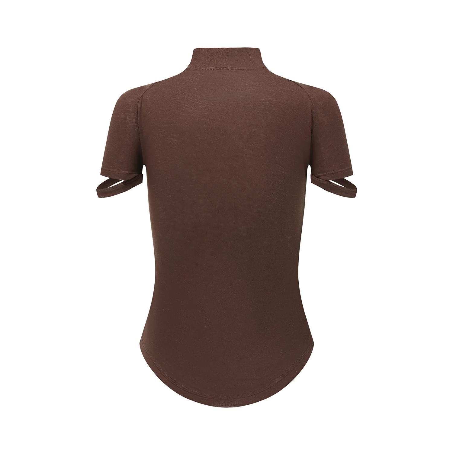 OUDE WAAG 25 Early Autumn Threaded High Neck T-shirt OW-OW-25PF-TP01T2BR450-HZ Red Brown (OW-25PF-TP01) - Image 6