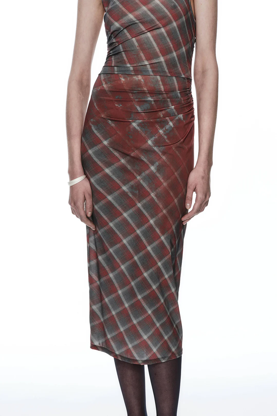 OUDE WAAG 25 Early Fall One-shoulder pleated dress OW-OW-25PF-DS19P2RE026-FLYH Powder blue print (OW-25PF-DS19) - Image 2