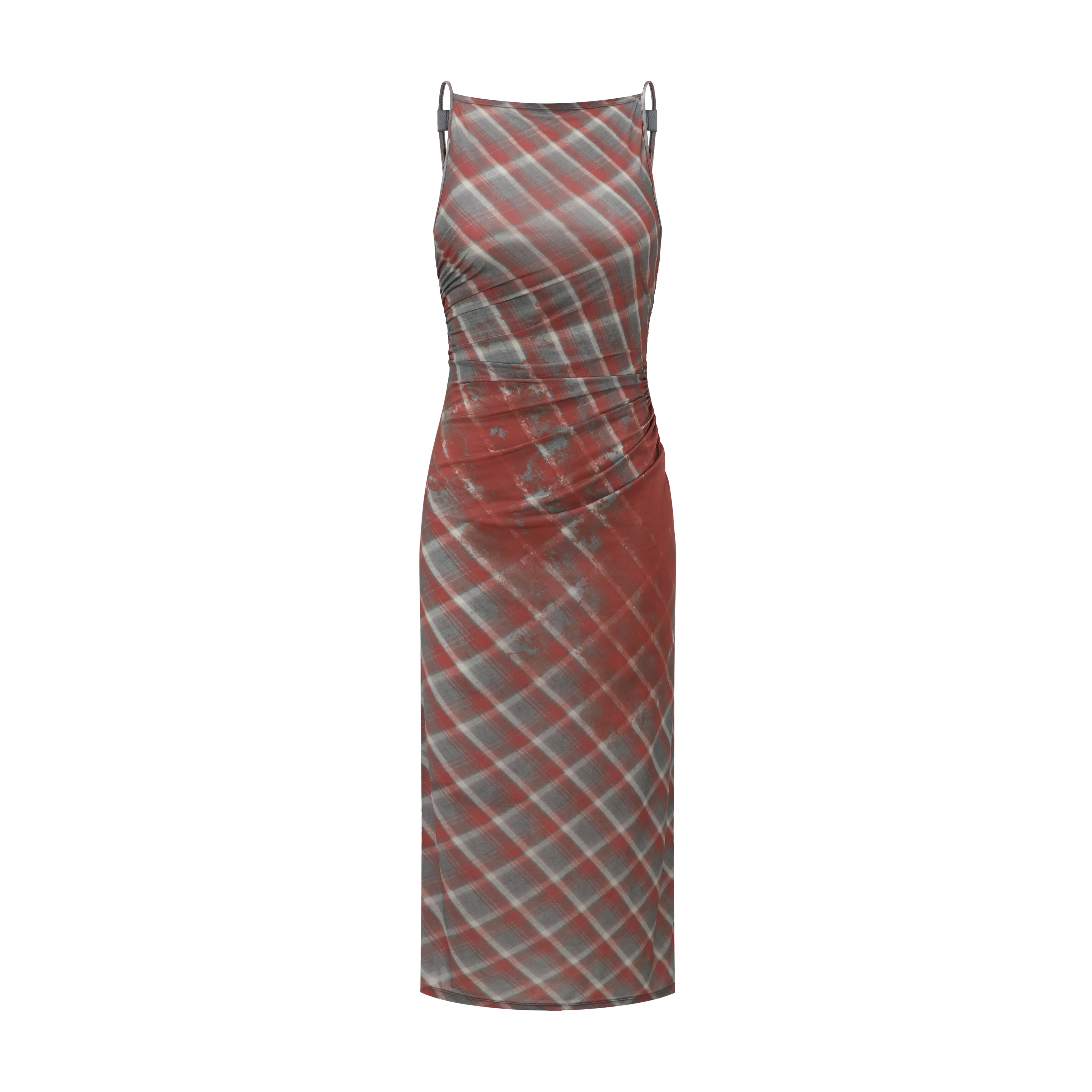 OUDE WAAG 25 Early Fall One-shoulder pleated dress OW-OW-25PF-DS19P2RE026-FLYH Powder blue print (OW-25PF-DS19) - Image 3