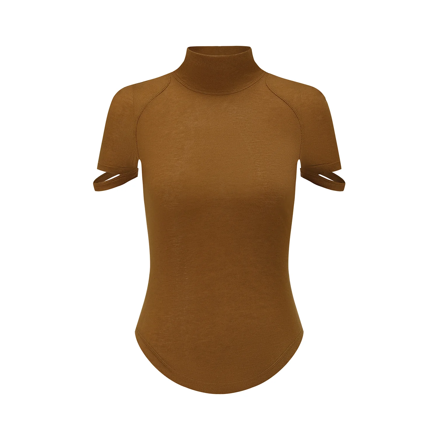 OUDE WAAG 25 Early Fall Ribbed Mock Neck T-Shirt OW-OW-25PF-TP01T2YE430-JH Turmeric (OW-25PF-TP01) - Image 4