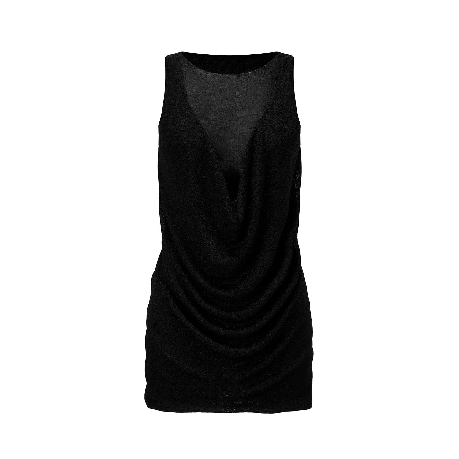 OUDE WAAG 25 Spring/Summer Fake Two-Piece Shiny Silk Knit Top OW-OW-25SS-KT12V1BL900-HEI Black OW-25SS-KT12 - Image 5