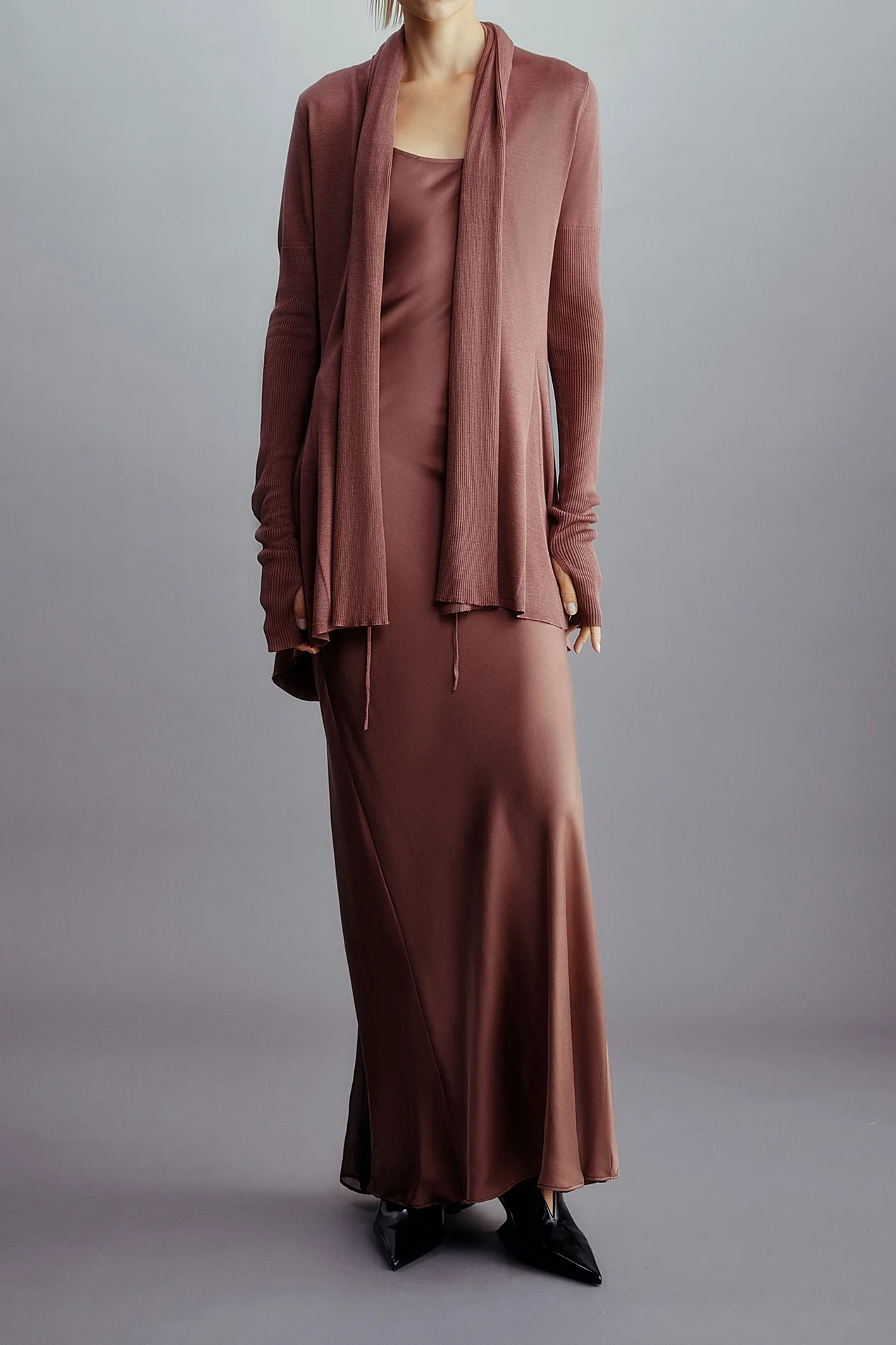 OUDE WAAG 25 Spring/Summer Fishtail Silk Knit Cardigan OW-OW-25SS-KT11S1PU780-HUIZI Gray Purple - Image 2