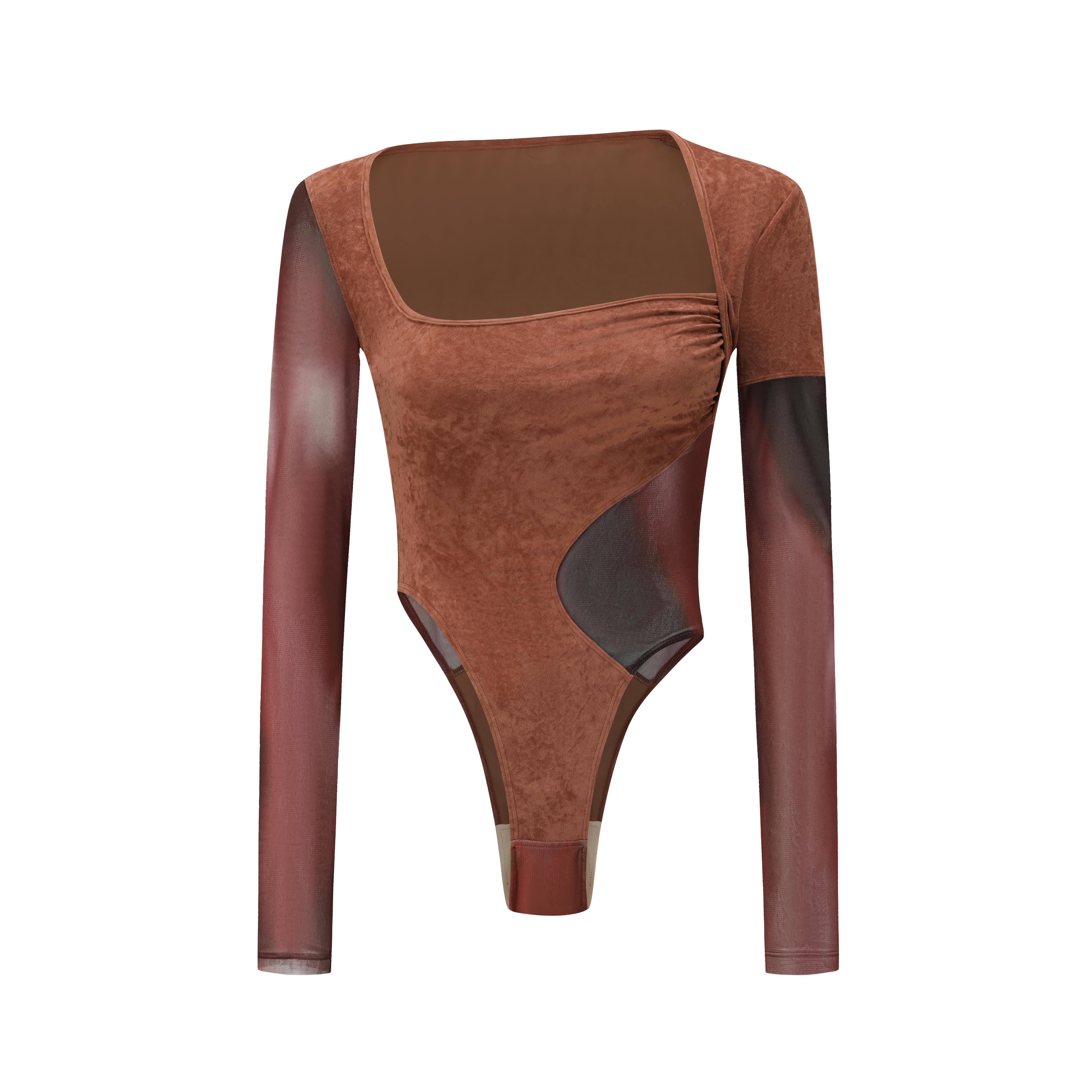 OUDE WAAG 25 Spring/Summer Velvet Splicing Printed Bodysuit OW-OW-25SS-BD09P2RE289-HHHYH Red, gray and black print OW-25SS-BD09P2BU061 - Image 5