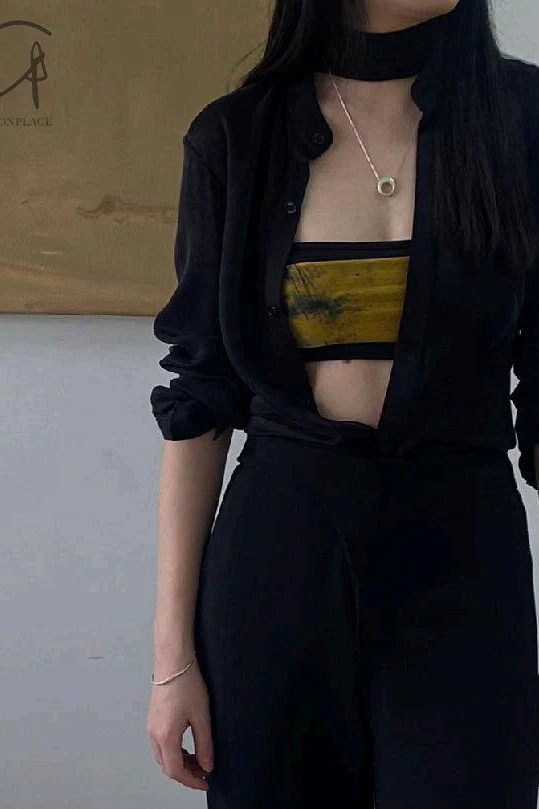 OUDE WAAG Around the Neck Printed Double Layer Tube Top OW-21AW-AS11OR039 Orange Black OW-21AW-AS11 - Image 10