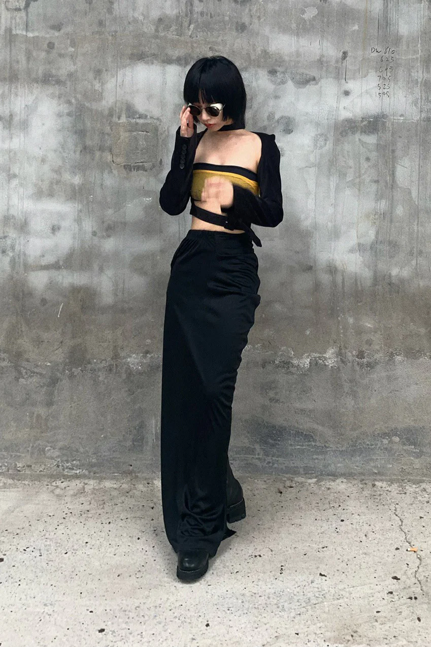 OUDE WAAG Around the Neck Printed Double Layer Tube Top OW-21AW-AS11OR039 Orange Black OW-21AW-AS11 - Image 12