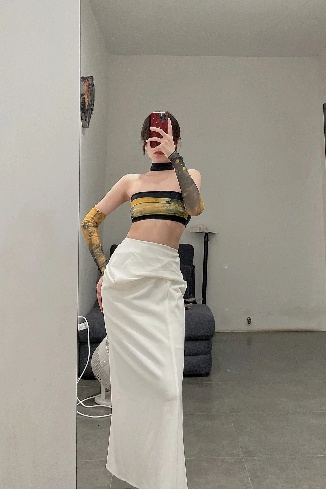 OUDE WAAG Around the Neck Printed Double Layer Tube Top OW-21AW-AS11OR039 Orange Black OW-21AW-AS11 - Image 16
