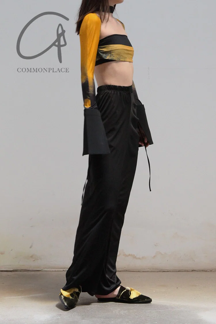 OUDE WAAG Around the Neck Printed Double Layer Tube Top OW-21AW-AS11OR039 Orange Black OW-21AW-AS11 - Image 4