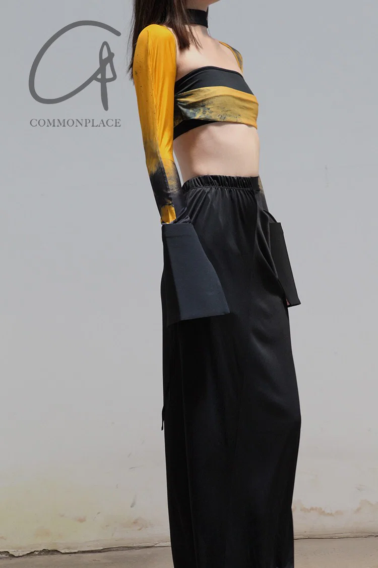 OUDE WAAG Around the Neck Printed Double Layer Tube Top OW-21AW-AS11OR039 Orange Black OW-21AW-AS11 - Image 5