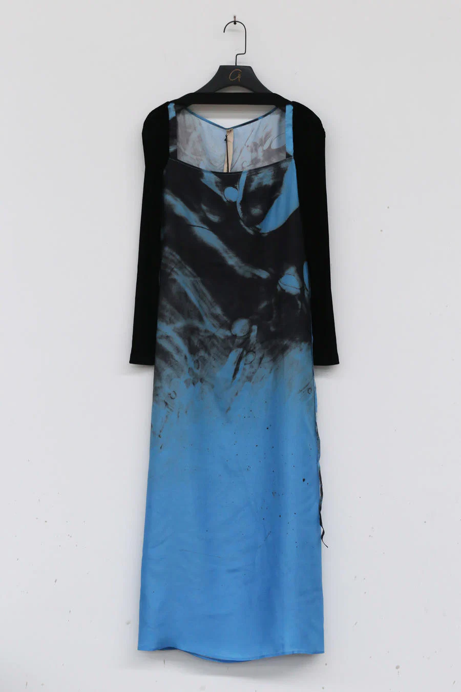 OUDE WAAG Classic Sleeve Tie Dress OW-21AW-DS08 Blue and Black - Image 6
