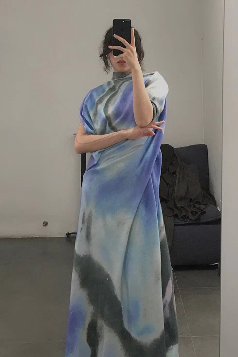 OUDE WAAG cut asymmetric wool dress OW-20AW-DS01BU44 POW0017 - Image 2