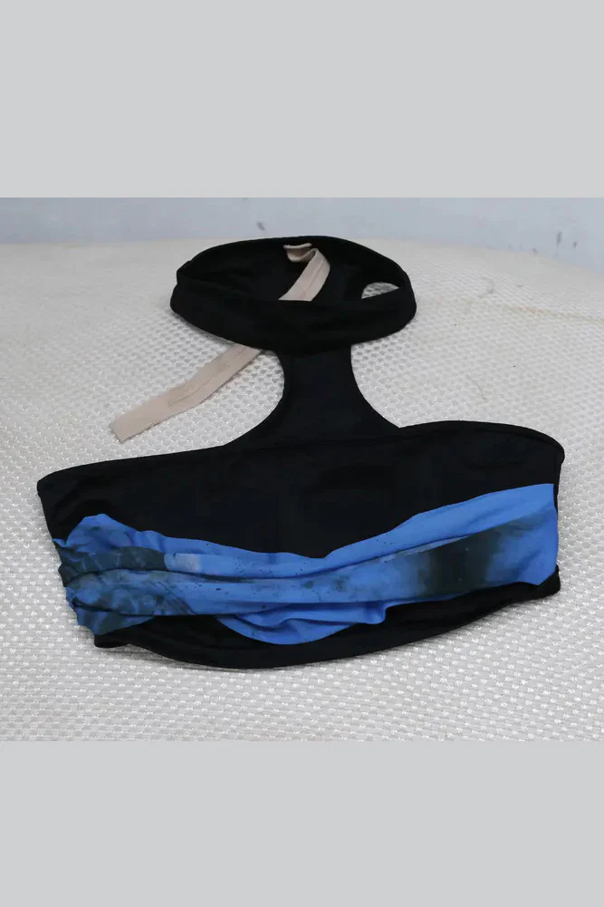 OUDE WAAG Double-layer tube top with print around the neck OW-21AW-AS11BU069 Blue and black OW-21AW-AS11 - Image 10