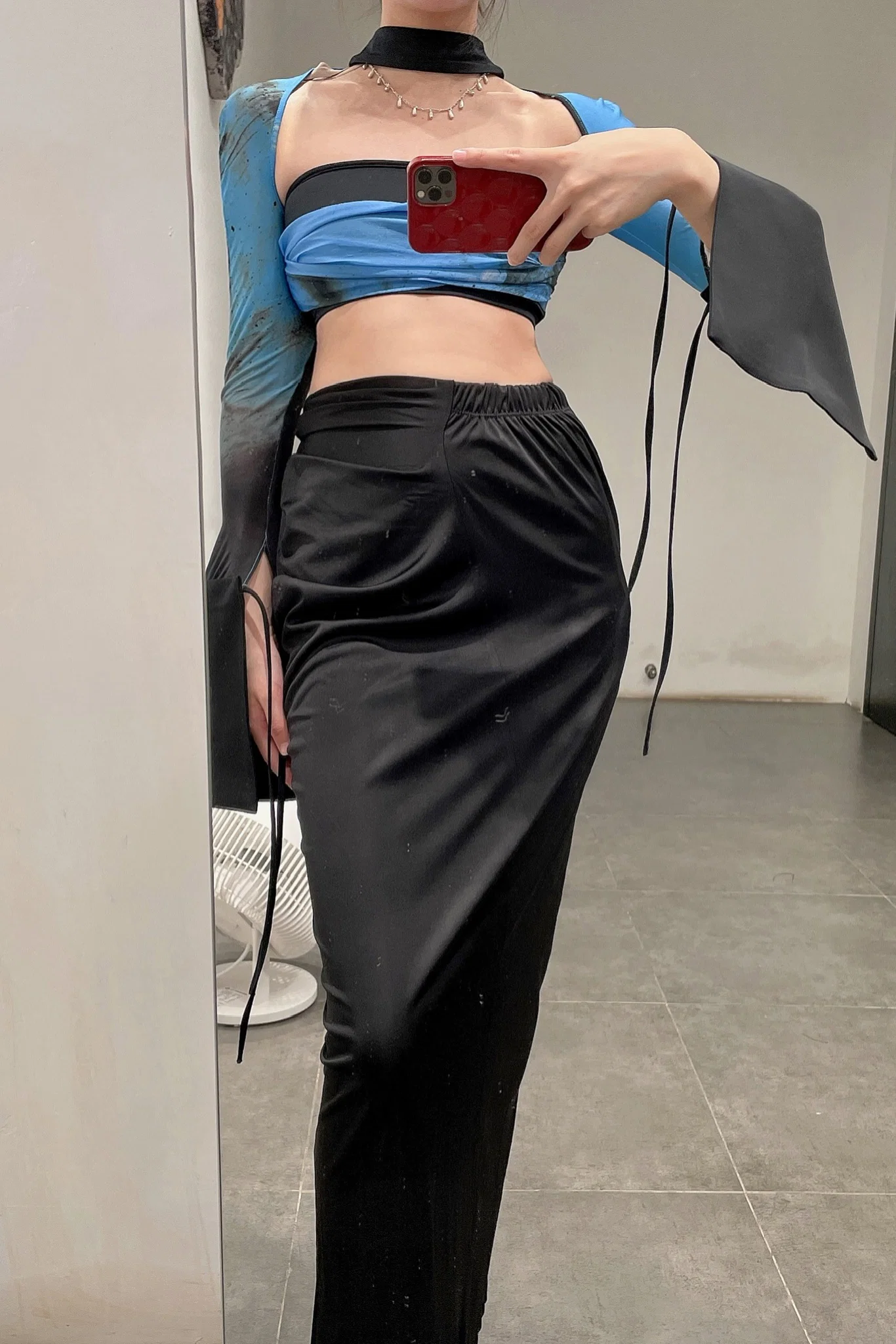 OUDE WAAG Double-layer tube top with print around the neck OW-21AW-AS11BU069 Blue and black OW-21AW-AS11 - Image 21
