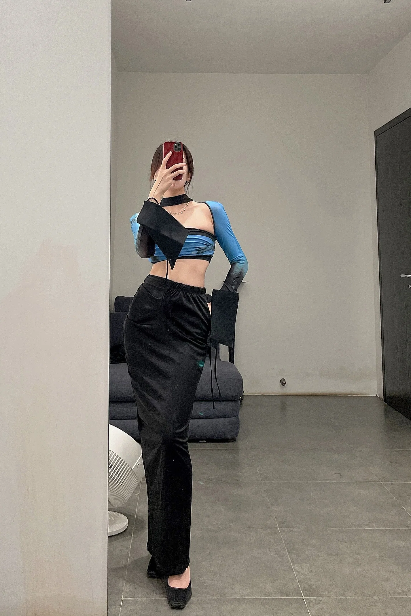 OUDE WAAG Double-layer tube top with print around the neck OW-21AW-AS11BU069 Blue and black OW-21AW-AS11 - Image 23