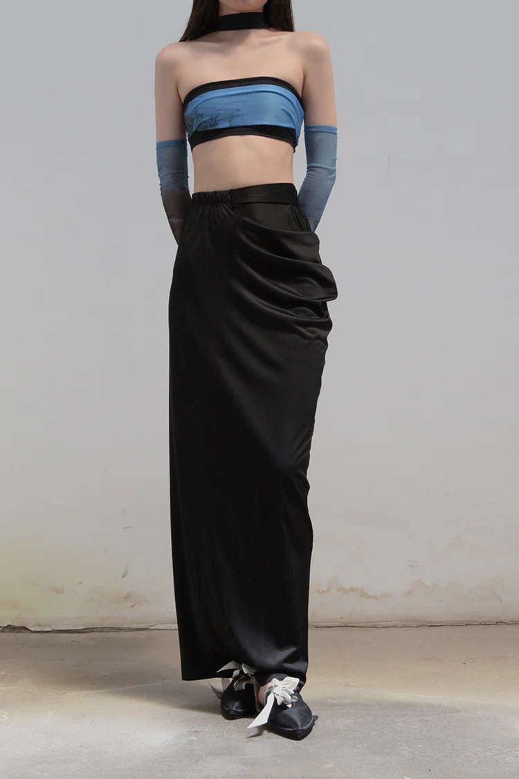 OUDE WAAG Double-layer tube top with print around the neck OW-21AW-AS11BU069 Blue and black OW-21AW-AS11 - Image 4