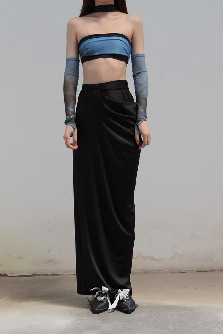 OUDE WAAG Double-layer tube top with print around the neck OW-21AW-AS11BU069 Blue and black OW-21AW-AS11 - Image 6