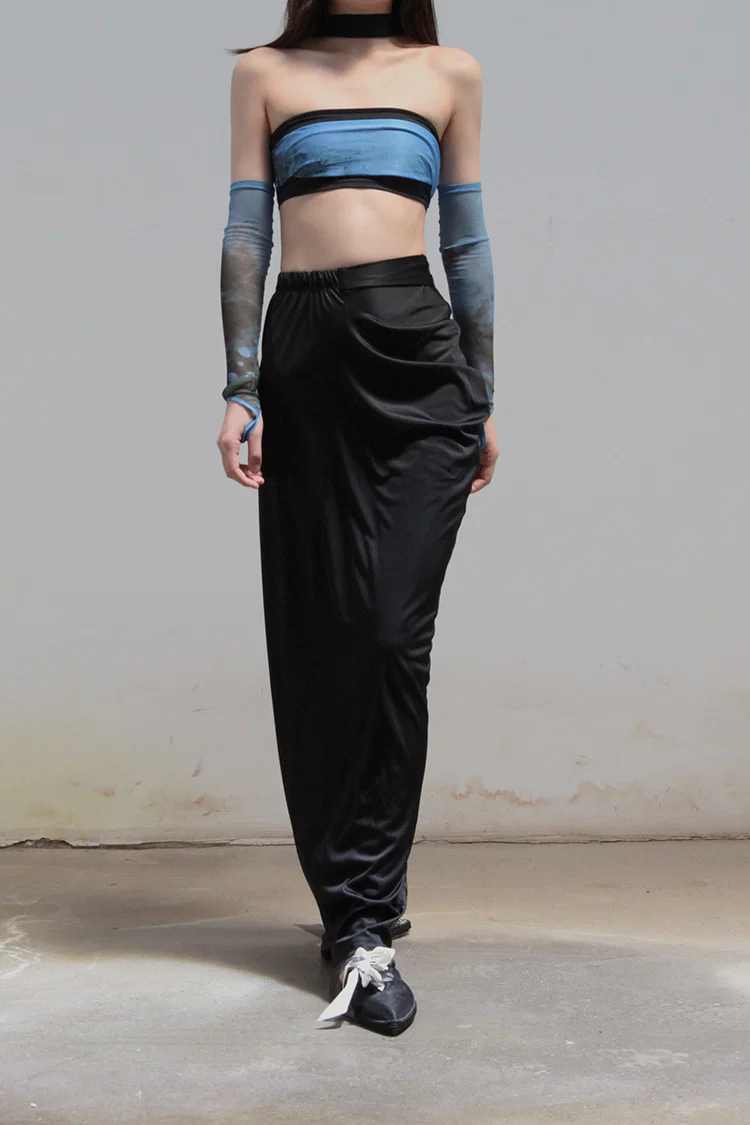 OUDE WAAG Double-layer tube top with print around the neck OW-21AW-AS11BU069 Blue and black OW-21AW-AS11 - Image 7