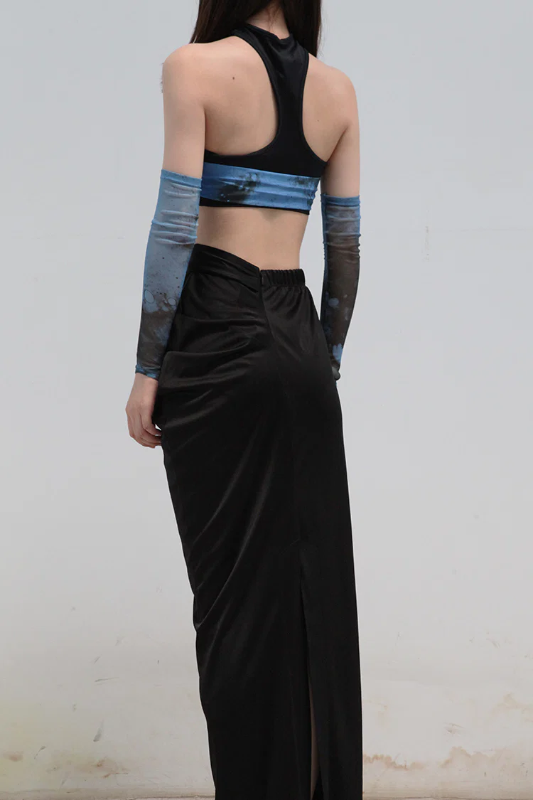 OUDE WAAG Double-layer tube top with print around the neck OW-21AW-AS11BU069 Blue and black OW-21AW-AS11 - Image 8
