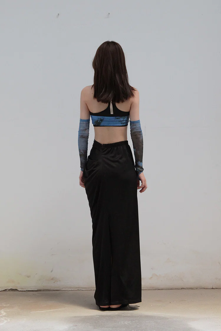 OUDE WAAG Double-layer tube top with print around the neck OW-21AW-AS11BU069 Blue and black OW-21AW-AS11 - Image 9