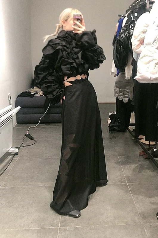 OUDE WAAG fake two-piece drawstring skirt OW-20AW-SK05BL99 POW006 - Image 13