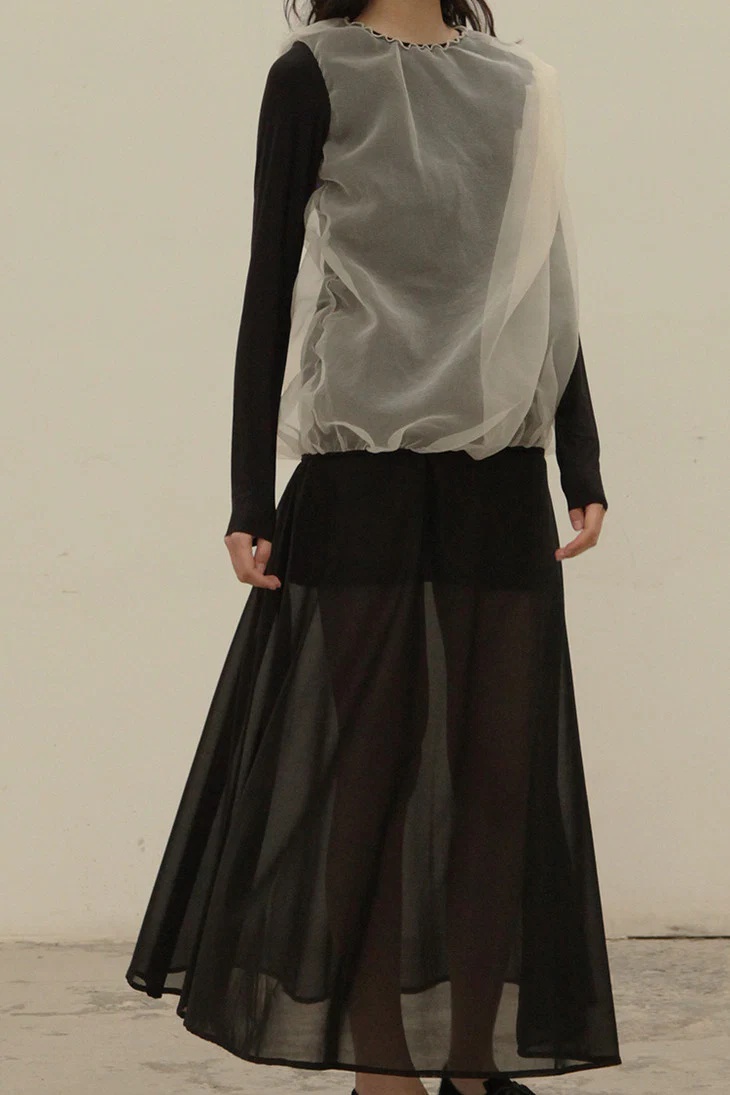 OUDE WAAG fake two-piece drawstring skirt OW-20AW-SK05BL99 POW006 - Image 2