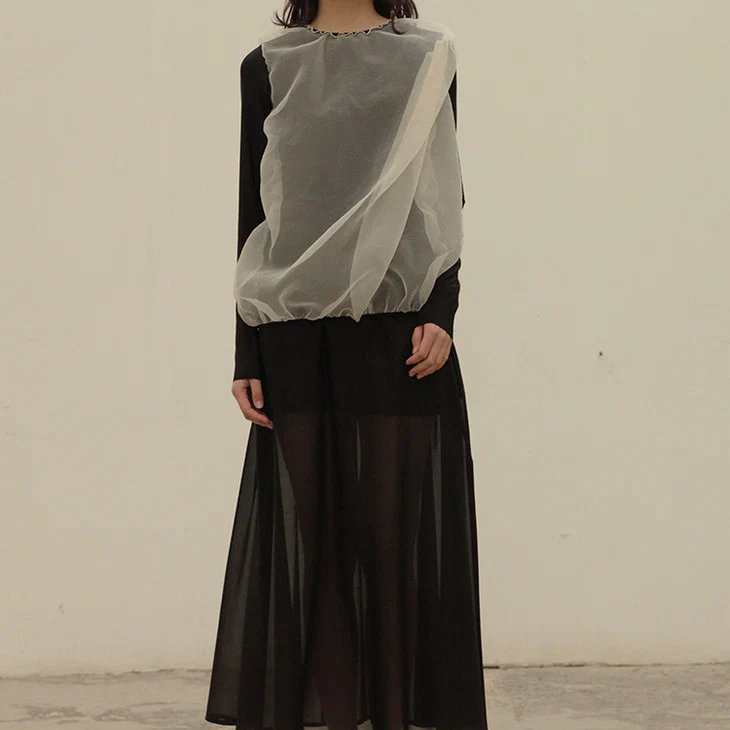 OUDE WAAG fake two-piece drawstring skirt OW-20AW-SK05BL99 POW006 - Image 3
