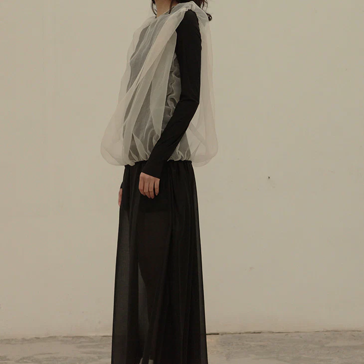 OUDE WAAG fake two-piece drawstring skirt OW-20AW-SK05BL99 POW006 - Image 4
