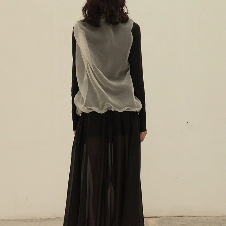 OUDE WAAG fake two-piece drawstring skirt OW-20AW-SK05BL99 POW006 - Image 5