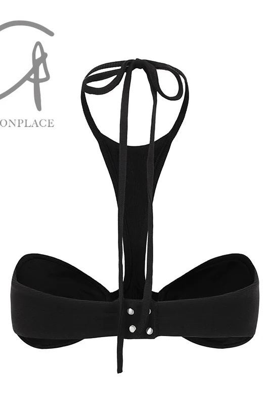 OUDE WAAG 24 Spring/Summer AS08 Series Halter Neck Shell Bra OW-OW-OW-24SS-AS08-HEI Black OW-24SS-AS08 - Image 2