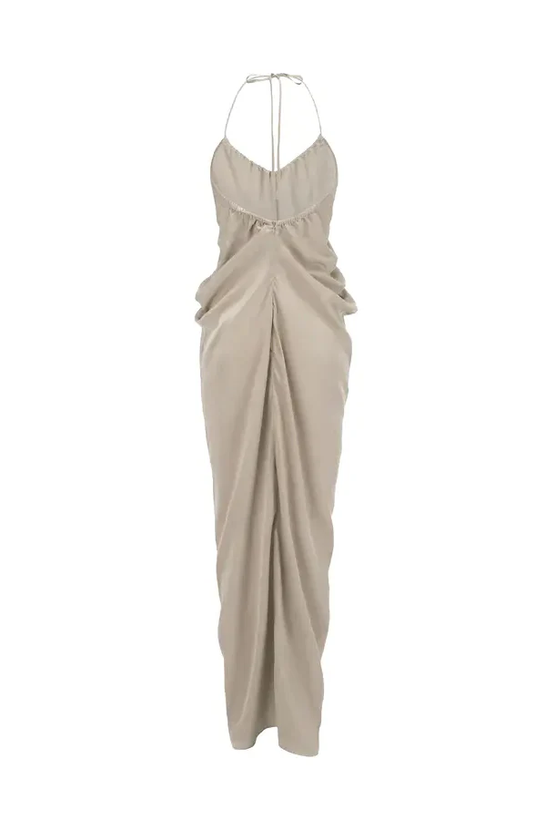 OUDE WAAG hanging halter dress OW-24SS-DS16-MIHUI beige gray - Image 3