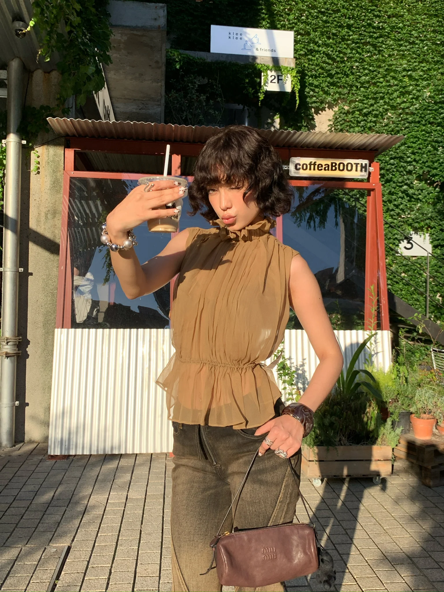 OUDE WAAG High-Neck Shirred Halter Vest OW-OW-25PF-TP03-KQ (YE420 Khaki) (OW-25SS-TP02 OW-25PF-TP03) - Image 17
