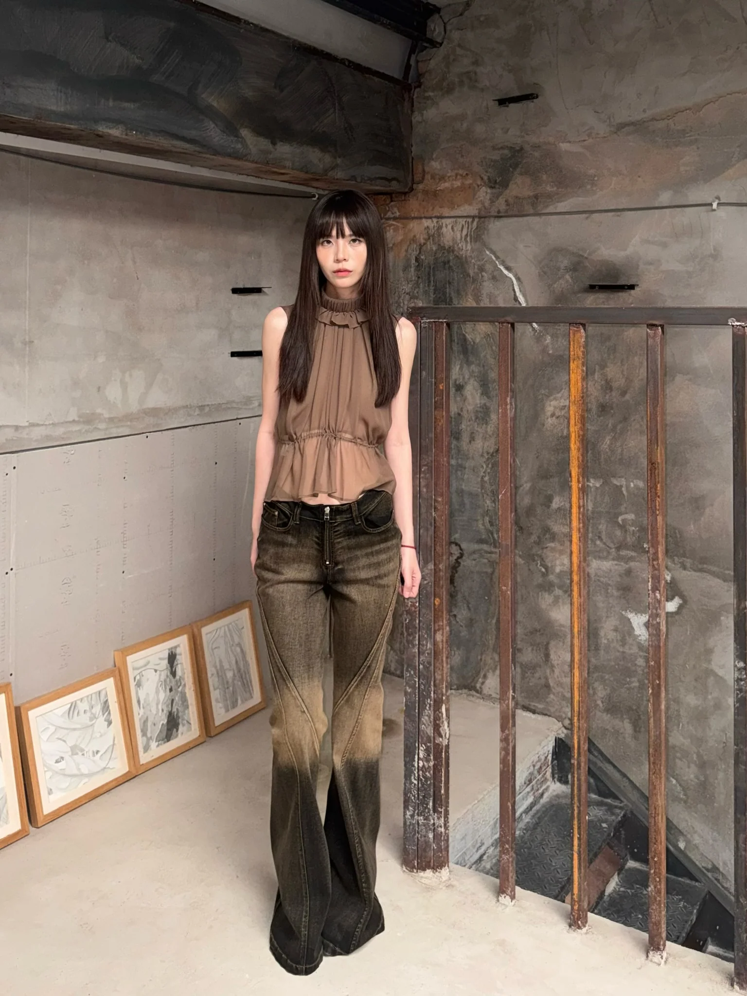 OUDE WAAG High-Neck Shirred Halter Vest OW-OW-25PF-TP03-KQ (YE420 Khaki) (OW-25SS-TP02 OW-25PF-TP03) - Image 19
