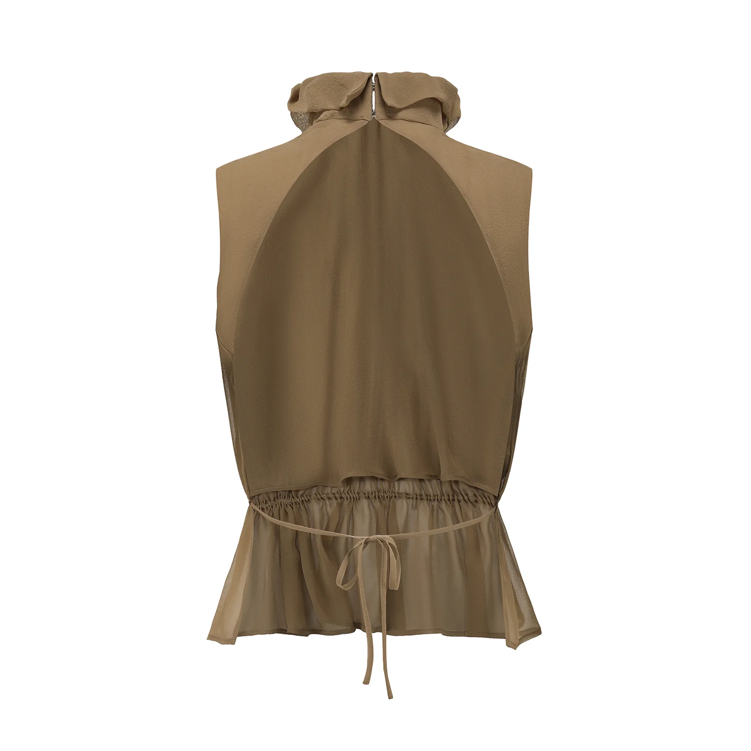 OUDE WAAG High-Neck Shirred Halter Vest OW-OW-25PF-TP03-KQ (YE420 Khaki) (OW-25SS-TP02 OW-25PF-TP03) - Image 8