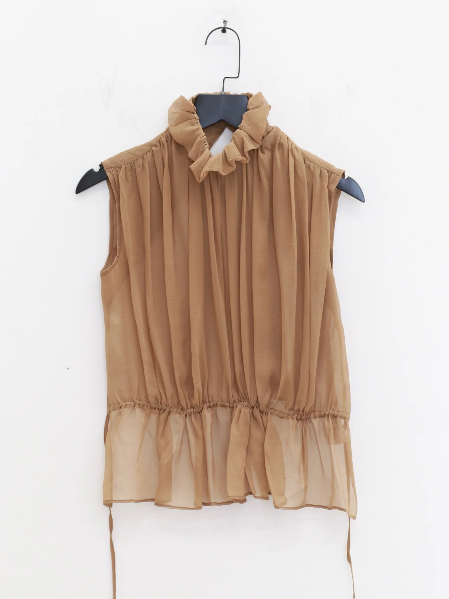 OUDE WAAG High-Neck Shirred Halter Vest OW-OW-25PF-TP03-KQ (YE420 Khaki) (OW-25SS-TP02 OW-25PF-TP03) - Image 9