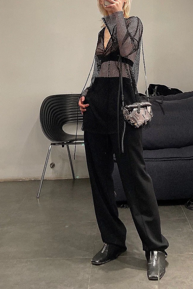 OUDE WAAG high-waist deconstructed straight-leg pants OW-20AW-PT05BL99 - Image 3