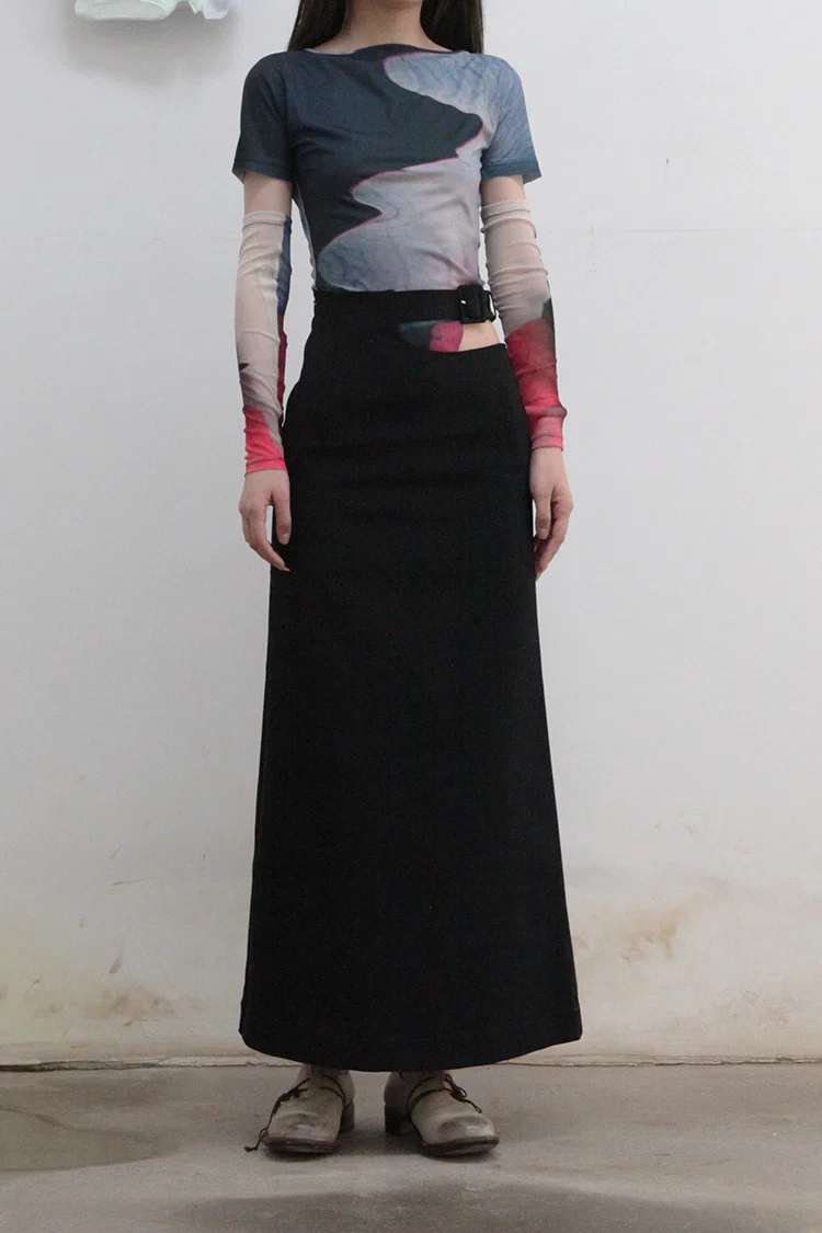 OUDE WAAG Hollow A-line half skirt OW-21AW-SK05BL900 - Image 2