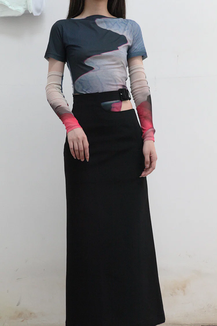 OUDE WAAG Hollow A-line half skirt OW-21AW-SK05BL900 - Image 3