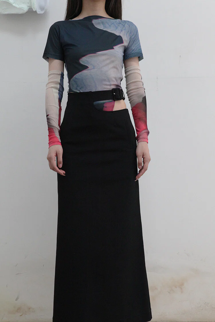 OUDE WAAG Hollow A-line half skirt OW-21AW-SK05BL900 - Image 4