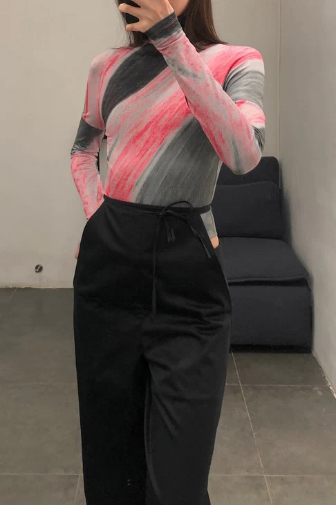 OUDE WAAG OW19AWTP07 Printed high neck knit top with crotch bottoming POW1000 - Image 2