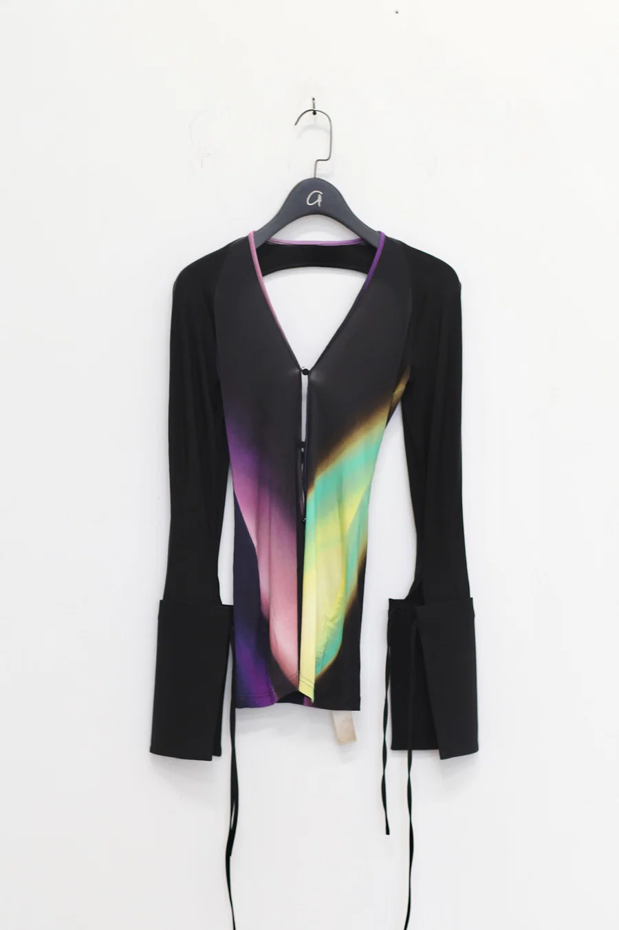 OUDE WAAG Printed Slim Knit Shirt OW-22SS-ST03 Black Green Yellow - Image 17