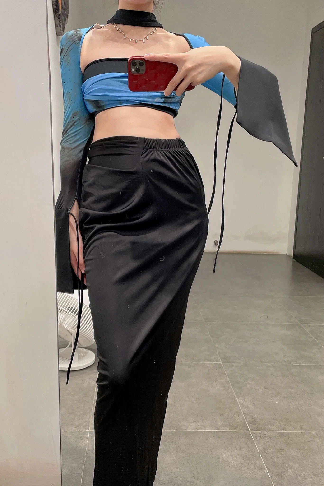 OUDE WAAG Spliced Raglan Free Drawstring High Stretch Sleeves Series OW-OW-21AW-AAS20BU069-LAN Blue No Kink POW15 - Image 11