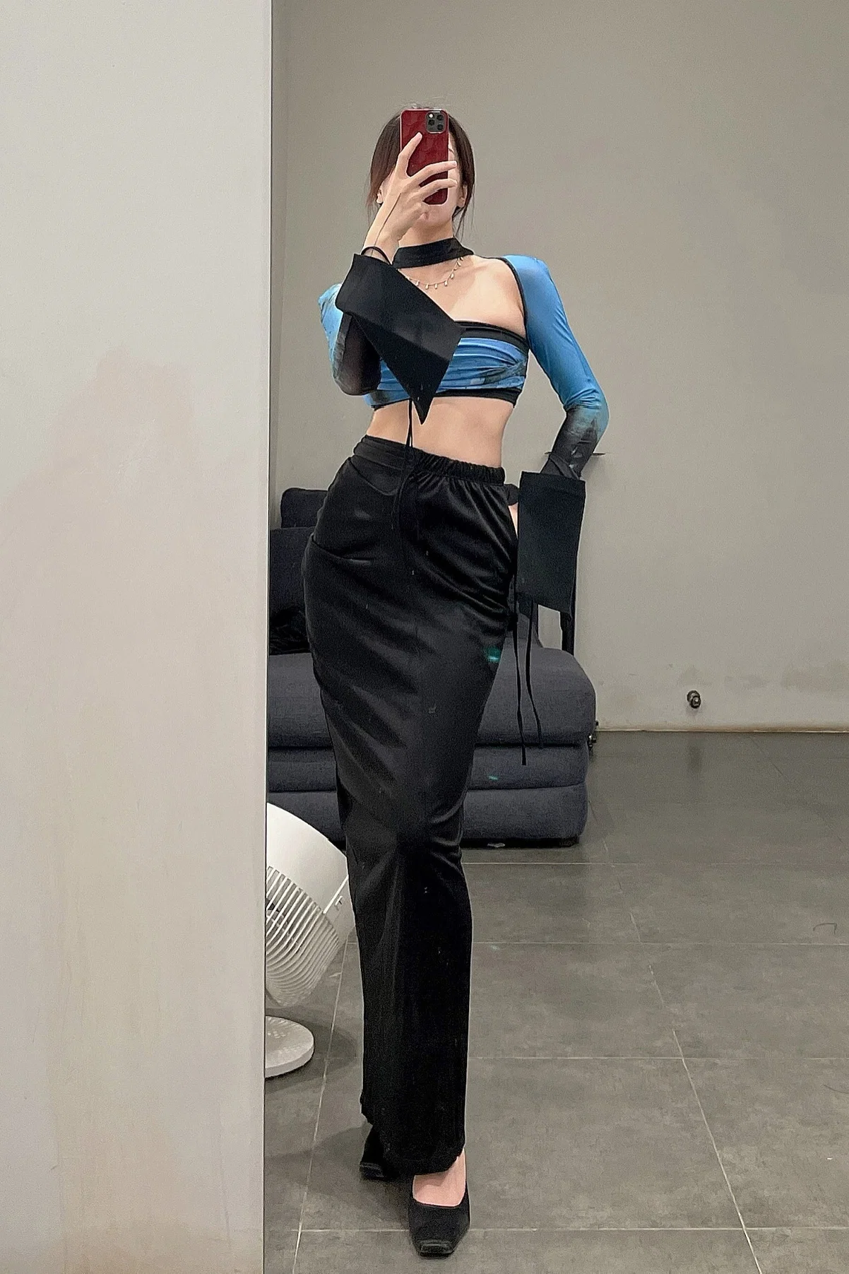OUDE WAAG Spliced Raglan Free Drawstring High Stretch Sleeves Series OW-OW-21AW-AAS20BU069-LAN Blue No Kink POW15 - Image 12