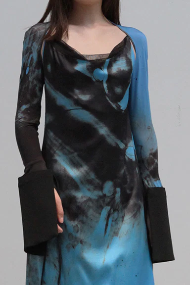 OUDE WAAG Spliced Raglan Free Drawstring High Stretch Sleeves Series OW-OW-21AW-AAS20BU069-LAN Blue No Kink POW15 - Image 6