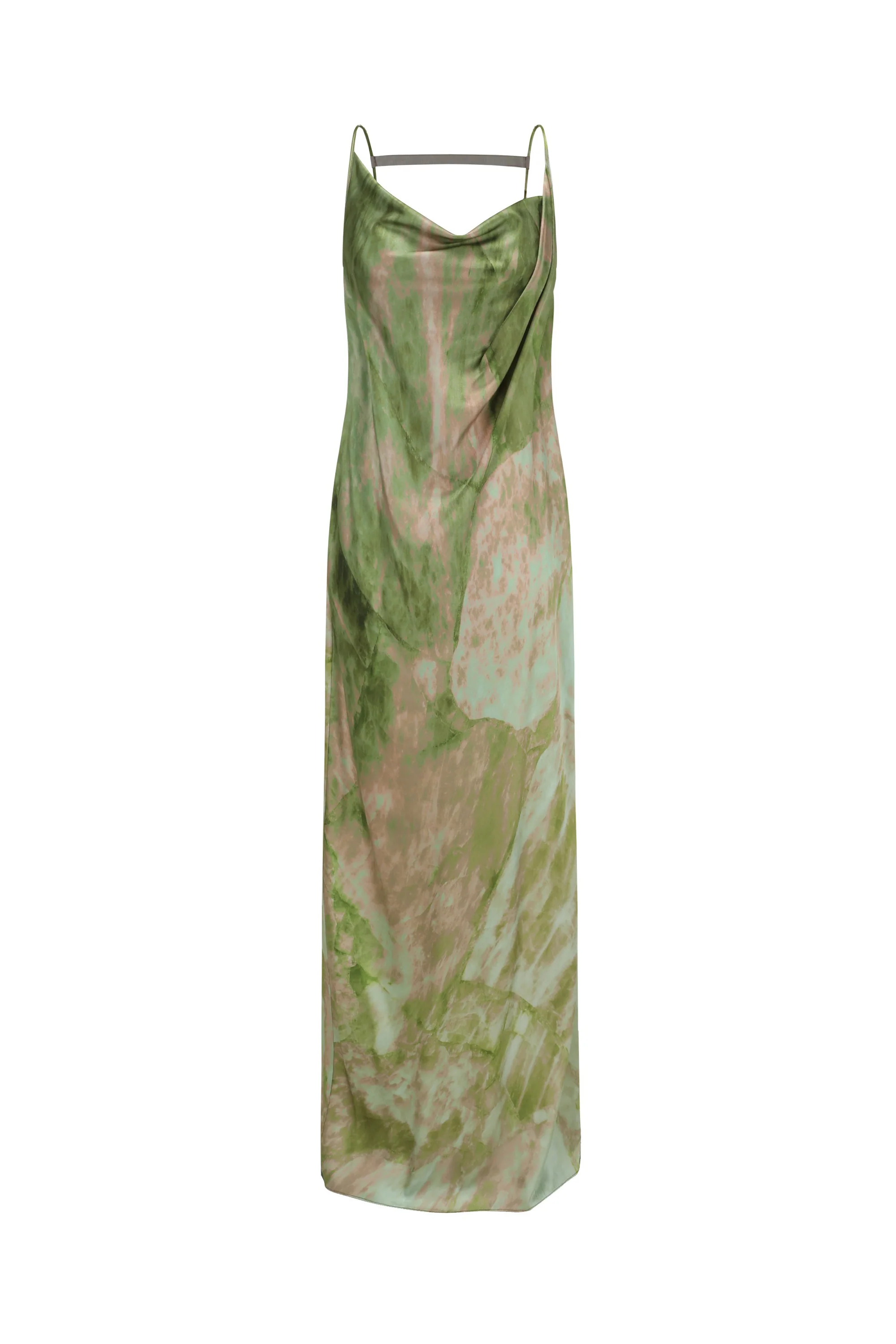 OUDE WAAG Swing Neck Open Back Print Dress OW-23AW-DS05P2GR052 Green Pink Print (OW-23AW-DS05) - Image 8